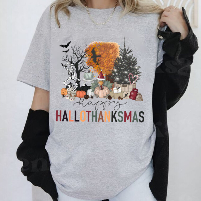 HalloThanksMas Shirt, Halloween, Thanksgiving, Christmas Shirt